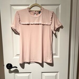 Karl Lagerfeld Light Pink Ruffle Blouse. Size XS